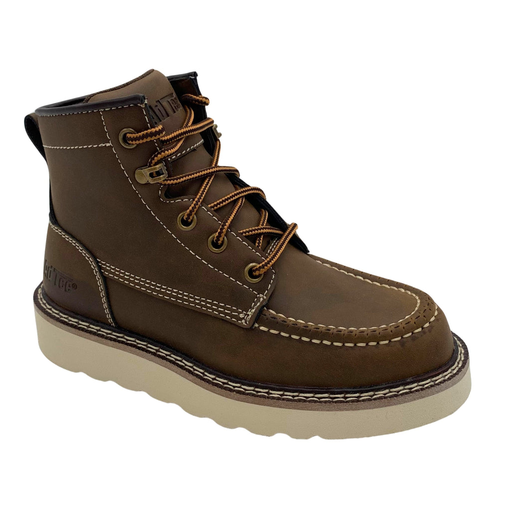 AdTec kids 6-inch moc toe lace-up work boot with wedge sole, side view