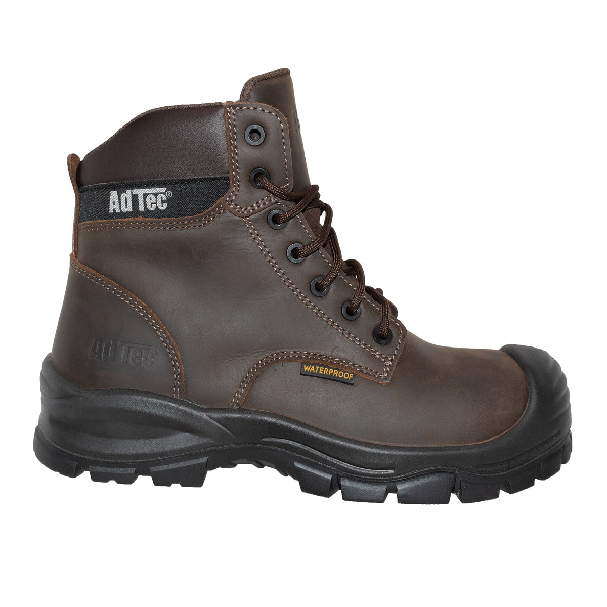 AdTec men's 6-inch waterproof composite toe work boot with lace-up closure and rugged outsole