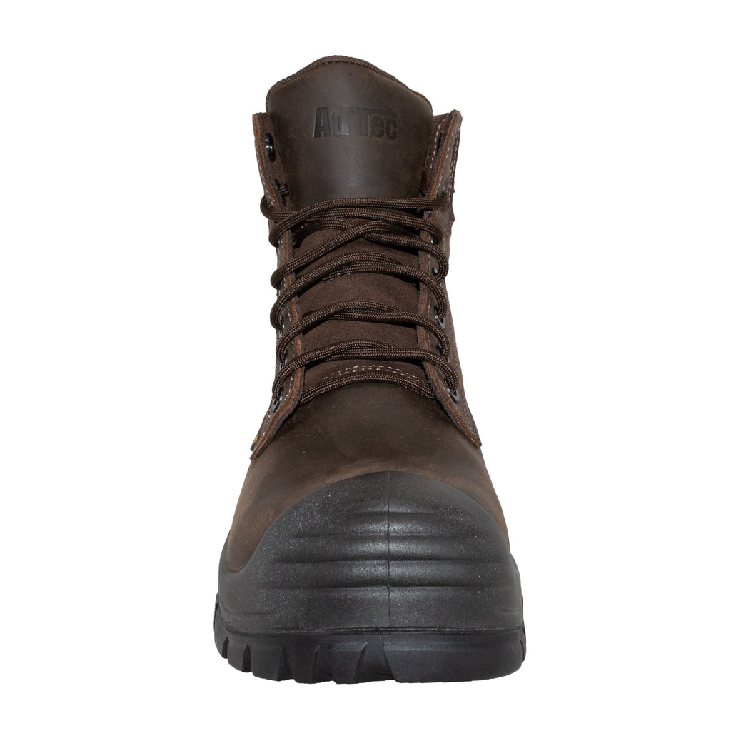 AdTec mens 6-inch waterproof composite toe work boot shown from front angle
