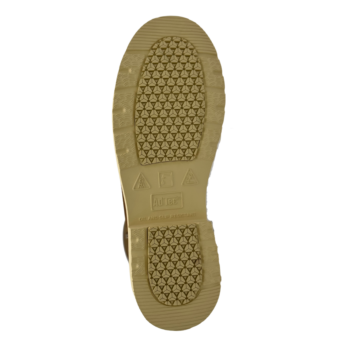 Bottom sole view of AdTec men's boot showing oil and slip resistant tread pattern