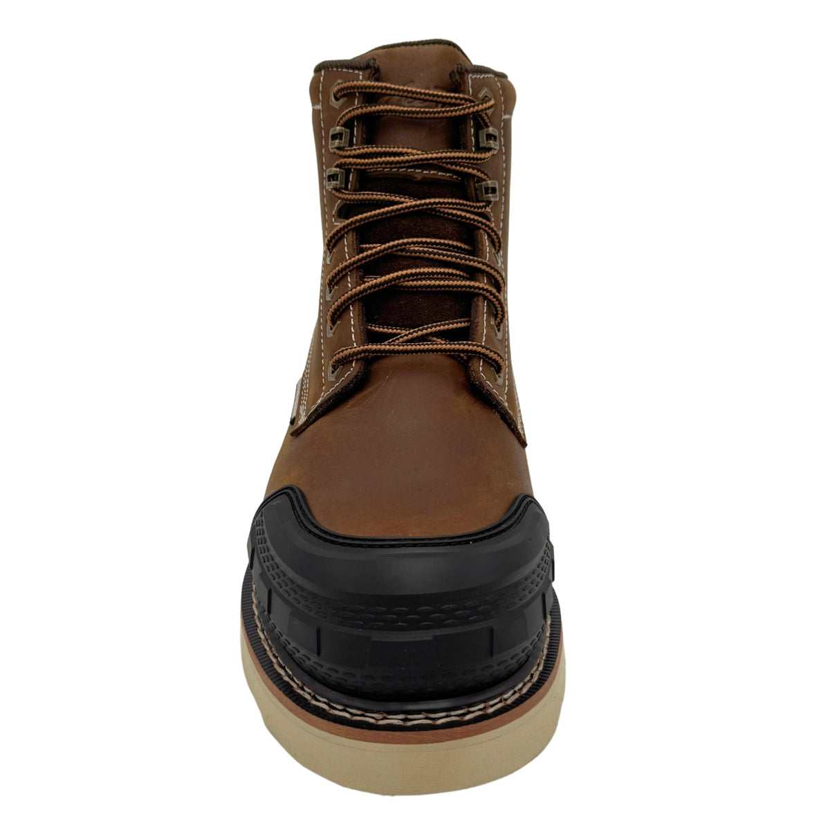 AdTec mens 6-inch composite toe work boot front view with black rubber toe guard