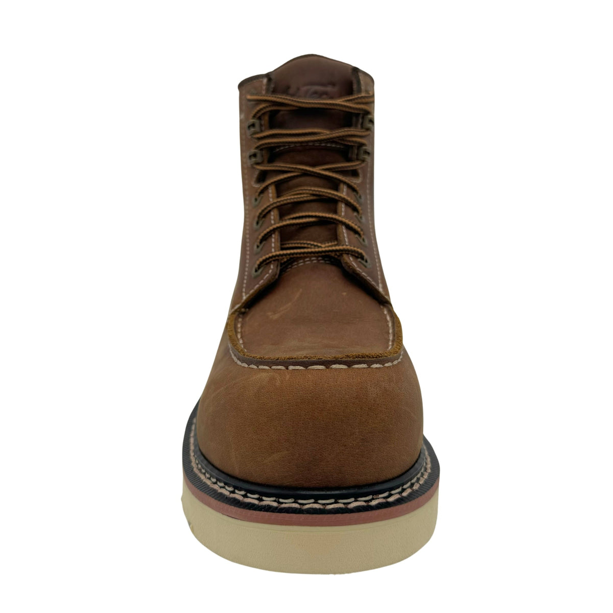 AdTec mens 6-inch moc toe lace-up work boot with wedge sole, front view