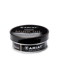 Ariat Premium Mink Oil paste in a round black tin, 4.2 oz container