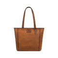 Ariat large leather tote bag with dual shoulder straps and brand logo patch