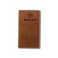 Ariat men's rodeo leather wallet with embossed shield logo on front panel
