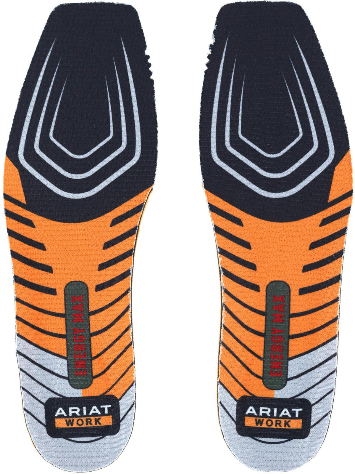 Pair of Ariat Work Energy Max insoles shown top-down on white background
