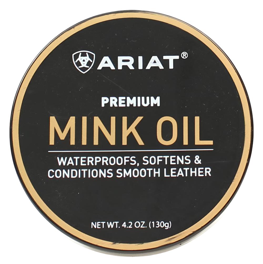 Ariat Premium Mink Oil paste tin, 4.2 oz, for waterproofing and conditioning smooth leather