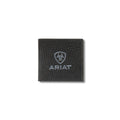 Ariat bi-fold wallet in dark pebbled leather with embroidered shield logo and brand name