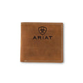 Ariat bi-fold leather wallet with embossed logo and contrast stitching detail