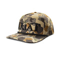 Ariat men's camouflage snapback cap with black 3D embroidered logo and rope brim detail