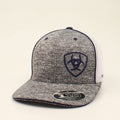 Ariat men's flexfit 110 snapback cap with embroidered shield logo on heather front panel