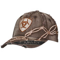 Ariat men's distressed baseball cap with embroidered barbwire design and logo patch