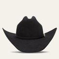 Black felt cowboy hat with decorative braided band and silver concho detail