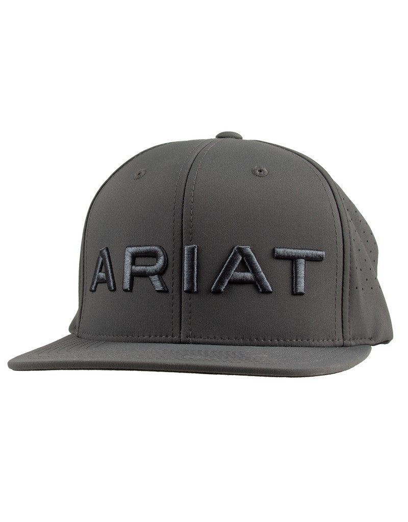 Ariat men's structured snapback cap with embroidered logo and perforated side panels