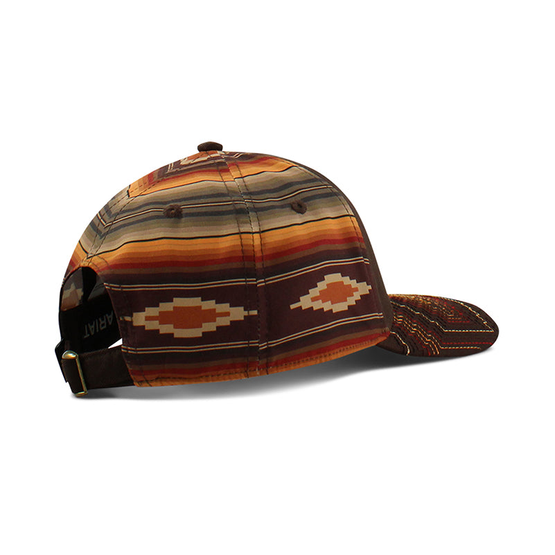 Back view of Ariat baseball cap with southwestern stripe and geometric diamond pattern