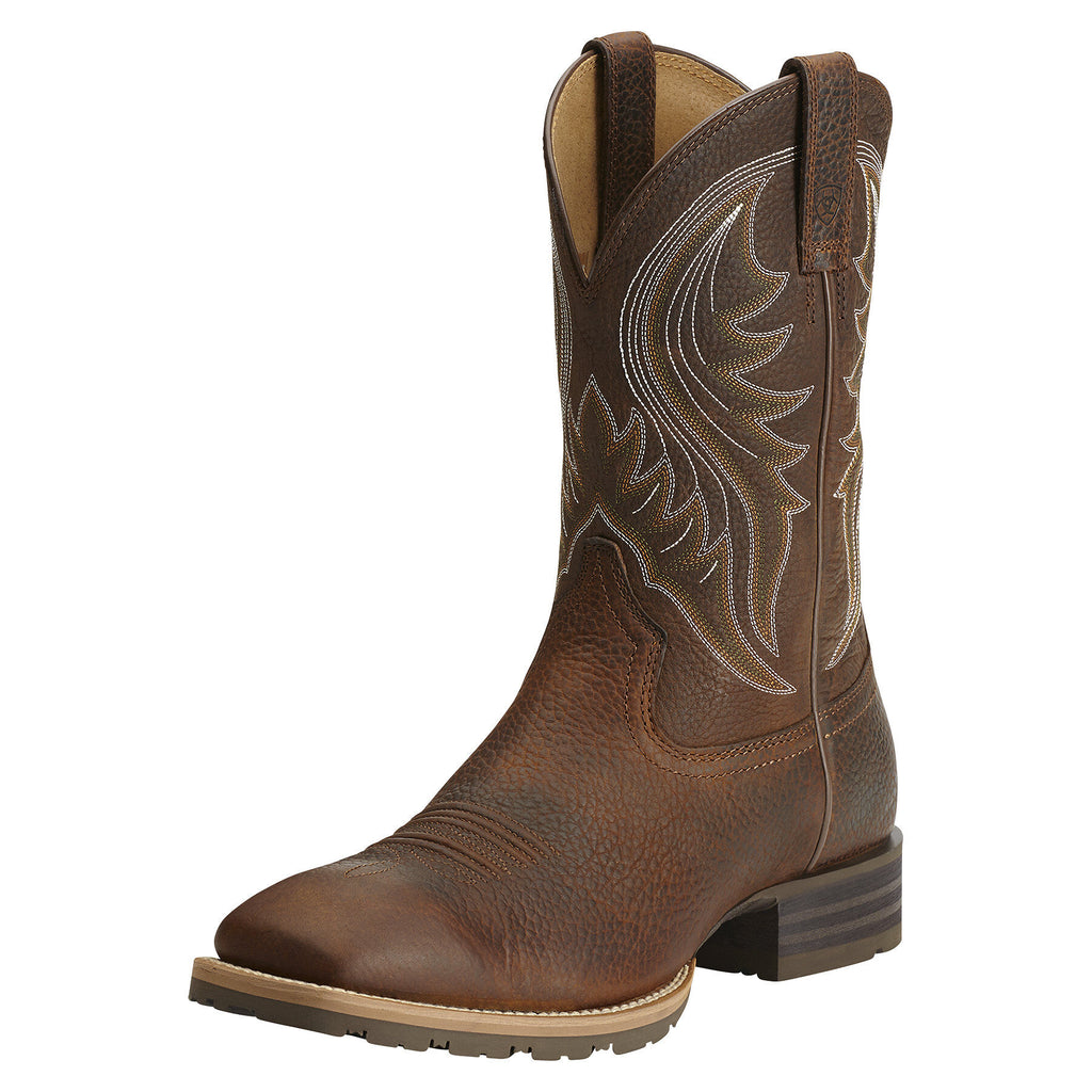 Ariat men's western cowboy boot with decorative stitching on tall shaft and square toe