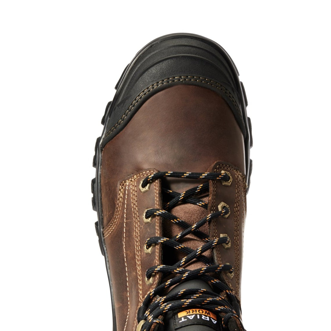 Ariat Work men's lace-up work boot with protective rubber toe guard, top-down view