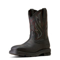 Ariat mens black leather western work boot with steel toe and flame stitching