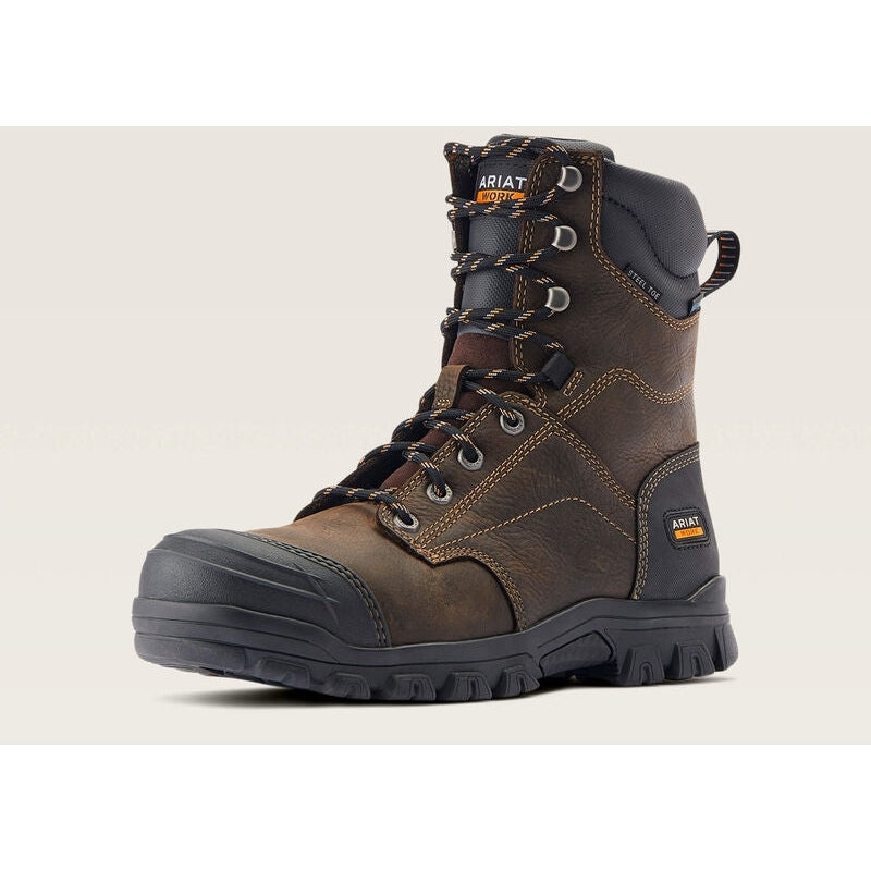 Ariat Work men's 8-inch lace-up steel toe waterproof work boot with lugged outsole