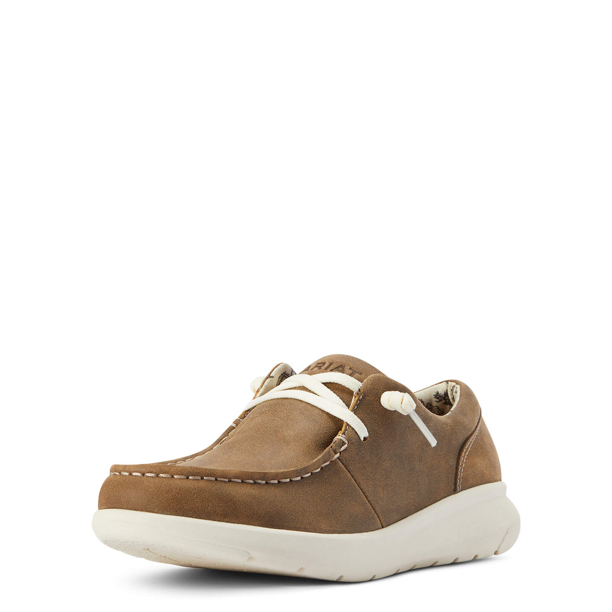 Ariat mens leather lace-up casual shoe with moc toe and white EVA outsole
