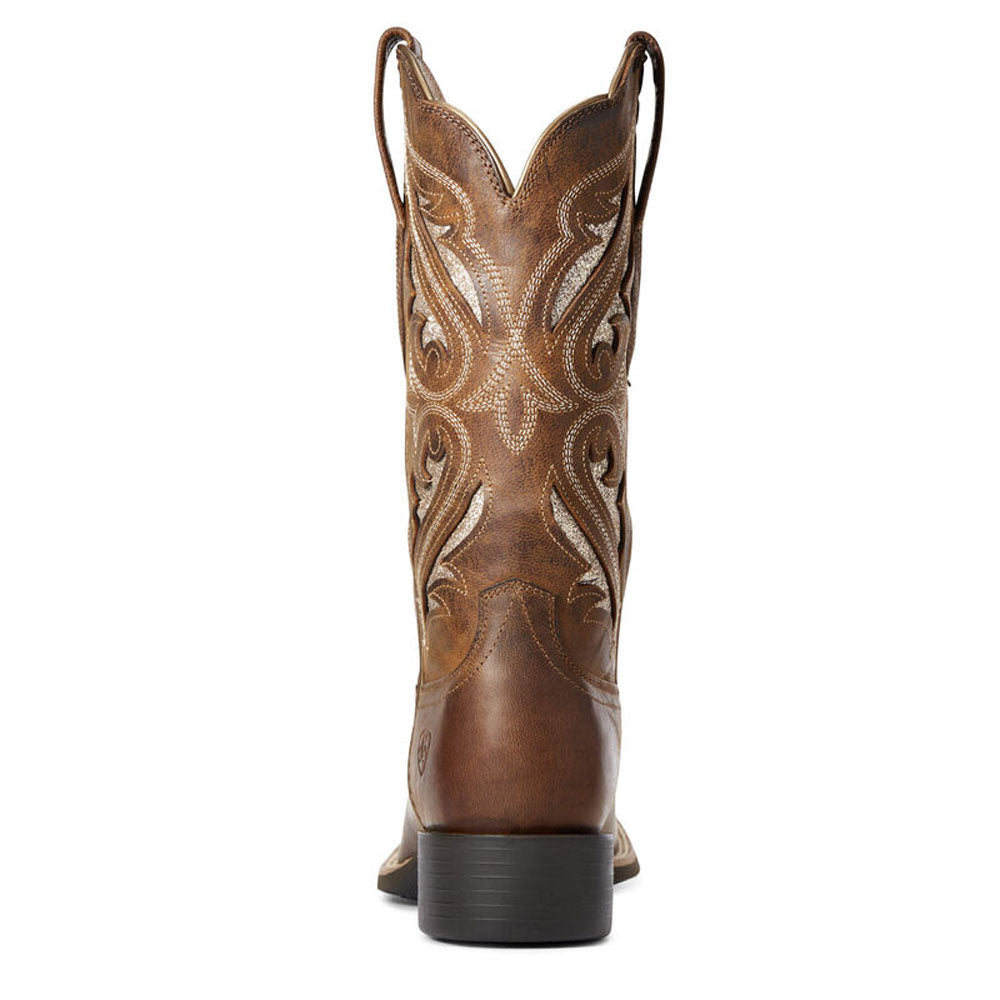 Ariat womens western cowboy boot rear view showing decorative stitching and pull loops