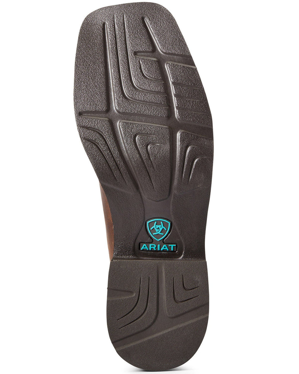 Bottom sole view of Ariat women's western boot showing rubber outsole tread pattern