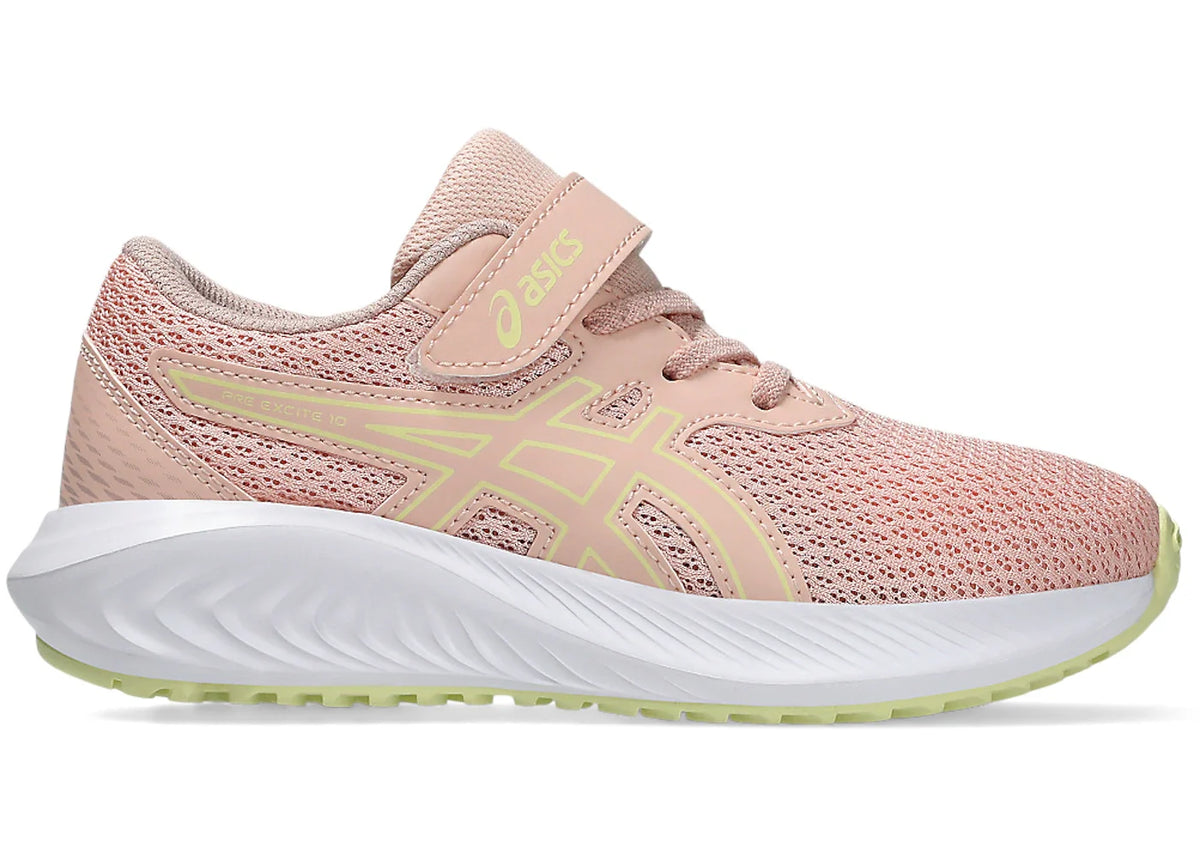ASICS Pre-Excite 10 PS kids running shoe with velcro strap, lateral view