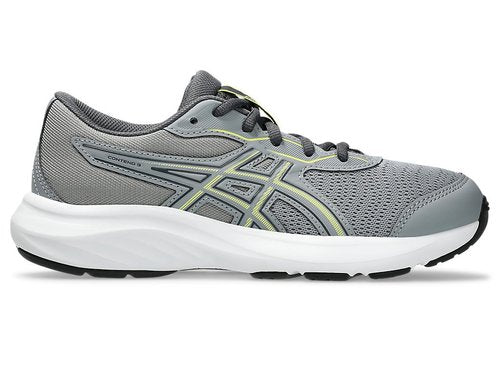 ASICS boys running shoe shown in lateral view with white midsole and black outsole