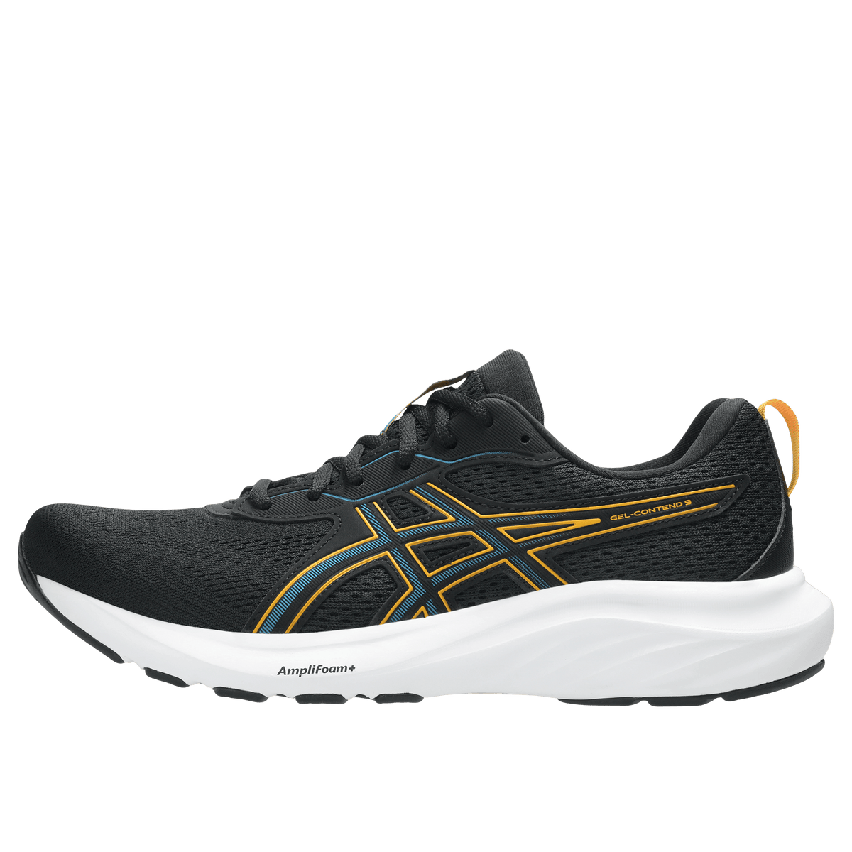 ASICS Gel-Contend 9 men's running shoe with white Amplifoam sole, lateral view