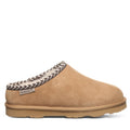 Bearpaw Tabitha suede clog slipper with braided trim collar and rubber sole, side view