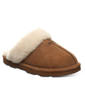 Bearpaw women's suede scuff slipper with plush cream shearling collar and lining