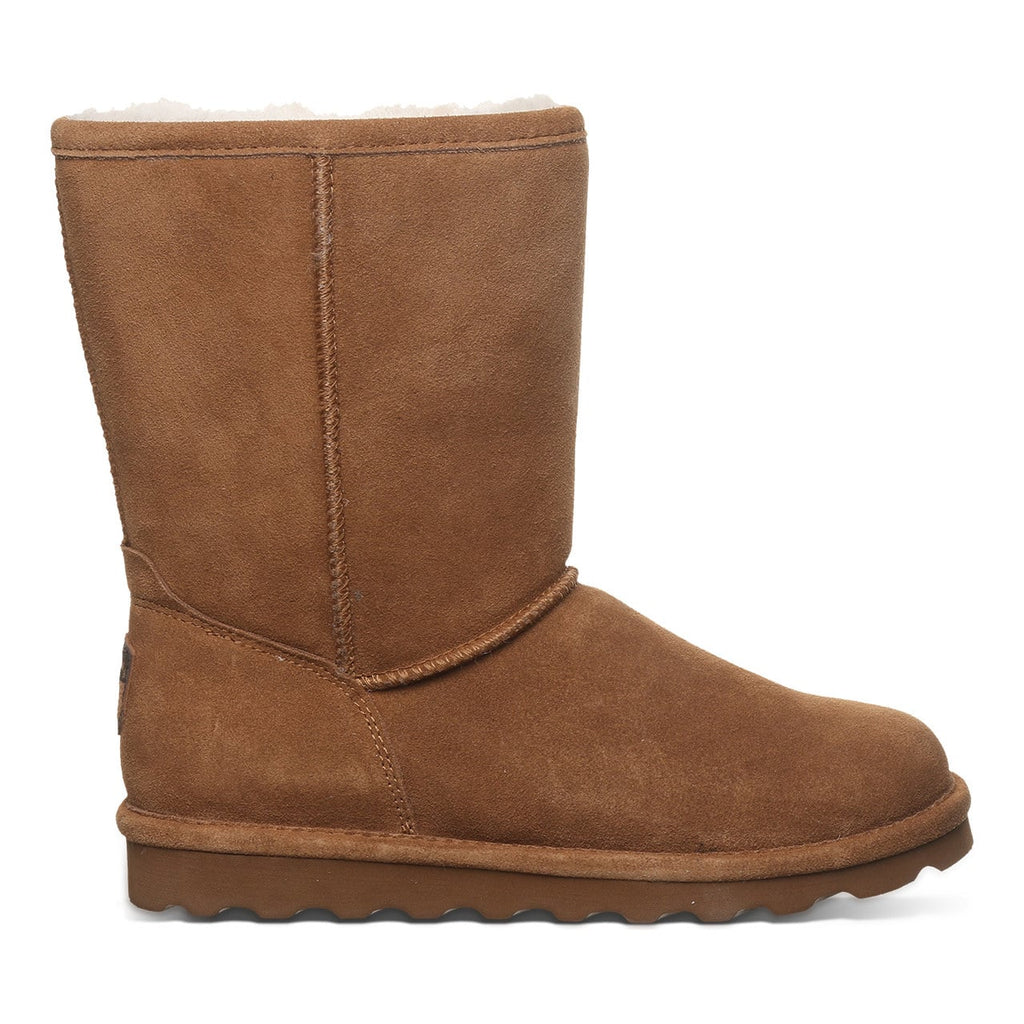 Bearpaw Elle Short women's mid-calf suede boot with shearling lining and rubber sole