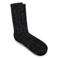 Single black marl cotton twist knit crew sock displayed upright on white background