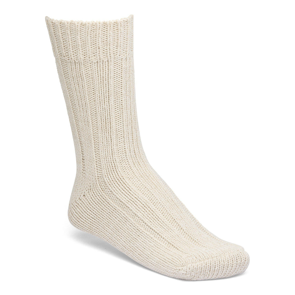Birkenstock ribbed knit cotton crew sock displayed upright on invisible form