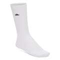 White ribbed cotton crew sock with small embroidered sandal motif on the calf