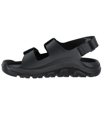 Birkenstock kids sandal with two hook-and-loop straps and rugged EVA outsole, lateral view