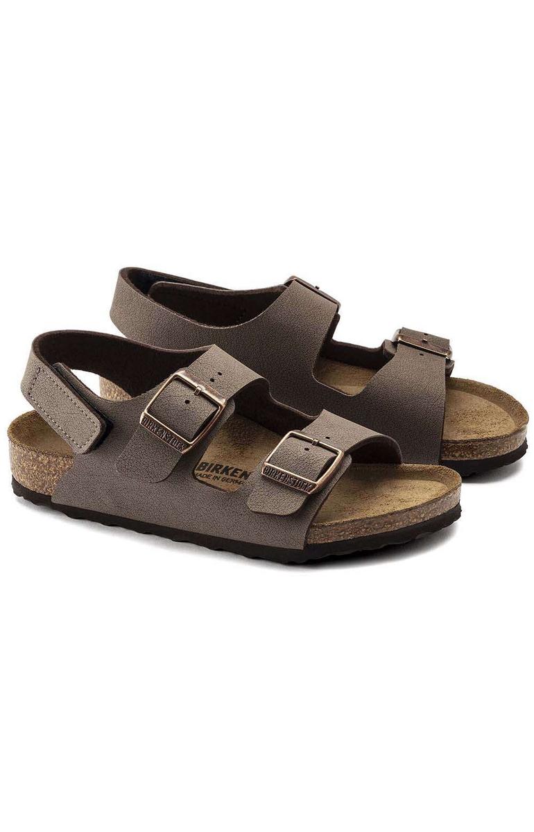 Birkenstock kids Milano sandals with two buckle straps and cork footbed, pair shown