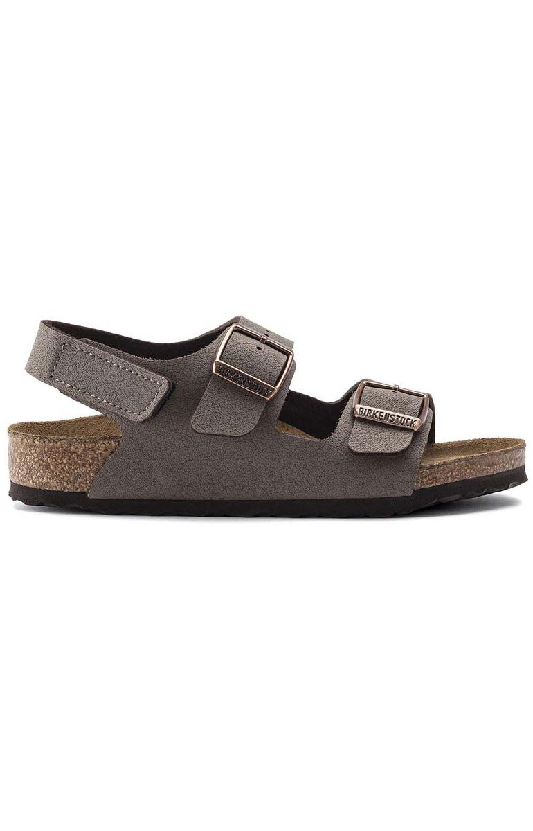 Birkenstock kids Milano sandal with two buckle straps and cork footbed, side view