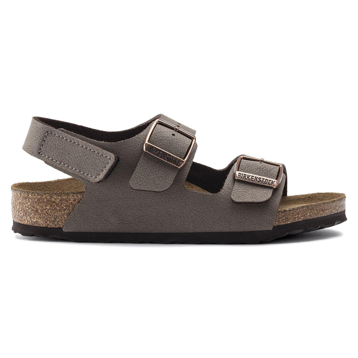 Birkenstock kids Milano sandal with two adjustable buckle straps and cork footbed