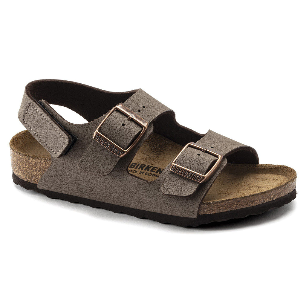 Birkenstock Milano kids sandal with two adjustable buckle straps and cork footbed