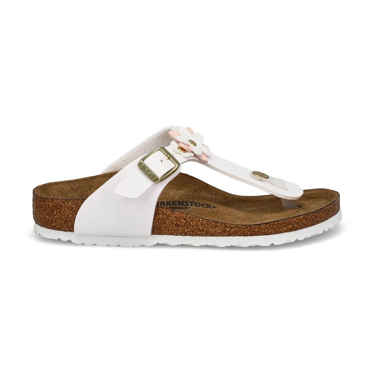 Birkenstock Kids Gizeh Flowers thong sandal with floral embellishment and cork footbed