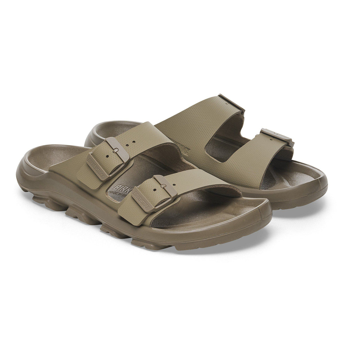 Birkenstock Mogami Terra Slide sandals with two adjustable buckle straps and chunky outsole
