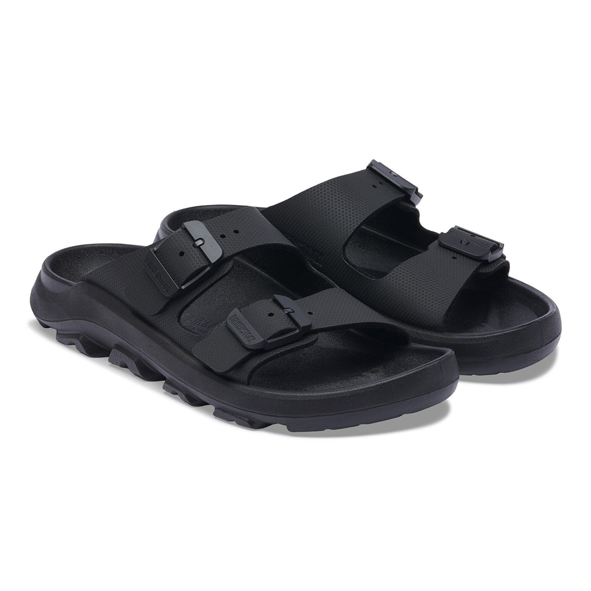 Birkenstock Mogami Terra slide sandals with two adjustable buckle straps and rugged outsole