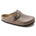 Birkenstock Boston oiled leather clog with adjustable buckle strap and cork footbed