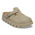 Birkenstock Boston Chunky suede leather clog with buckle strap and chunky lug sole