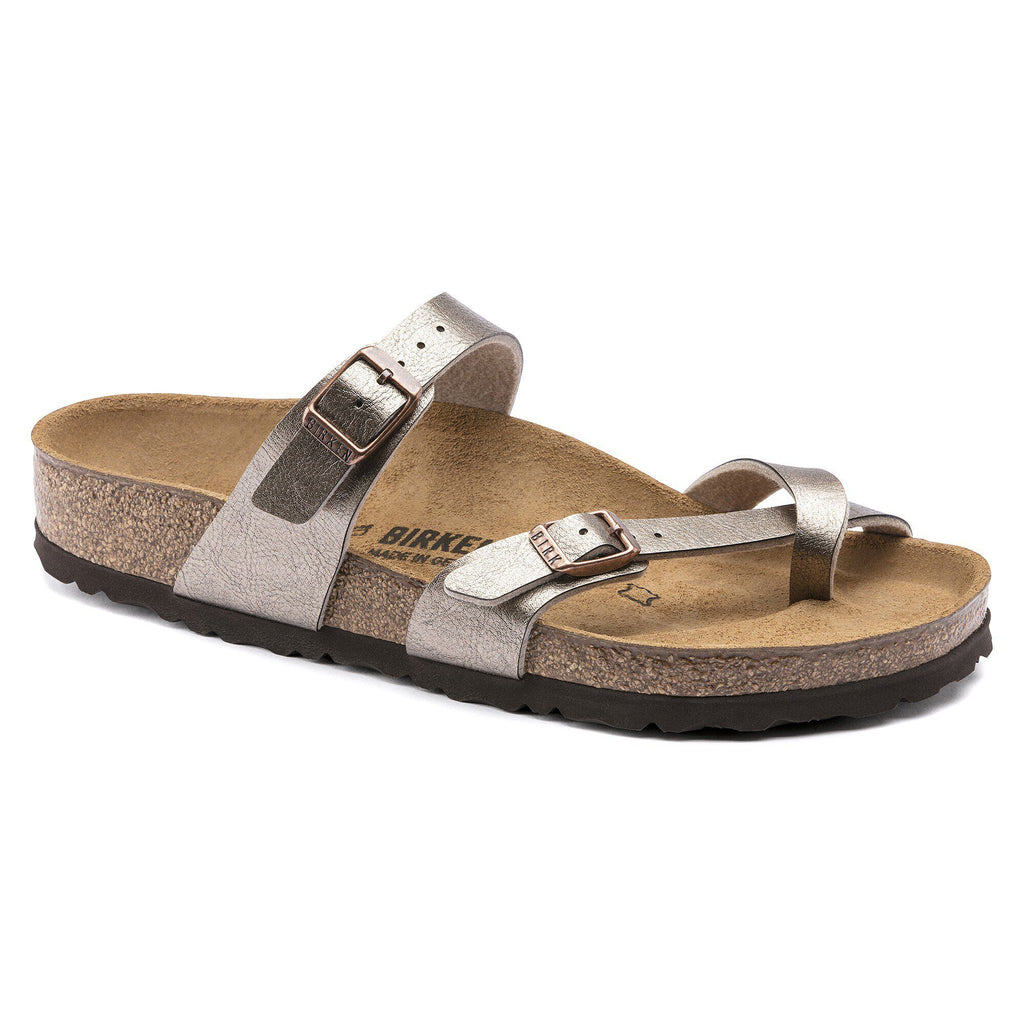 Birkenstock Mayari sandal with toe-loop strap, buckle closures, and cork footbed
