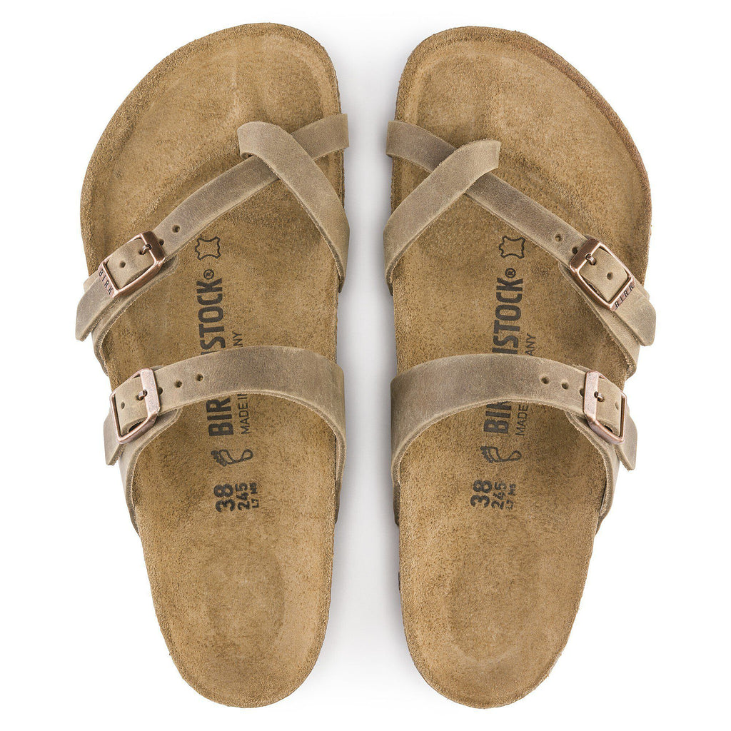Birkenstock Mayari women's sandals with crossover straps and adjustable buckles, top view