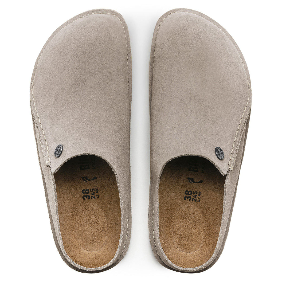 Birkenstock Zermatt 365 Premium suede clogs shown from overhead, pair side by side