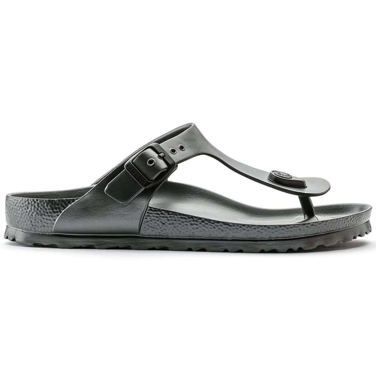 Birkenstock Gizeh EVA thong sandal with adjustable buckle strap and contoured footbed, lateral view