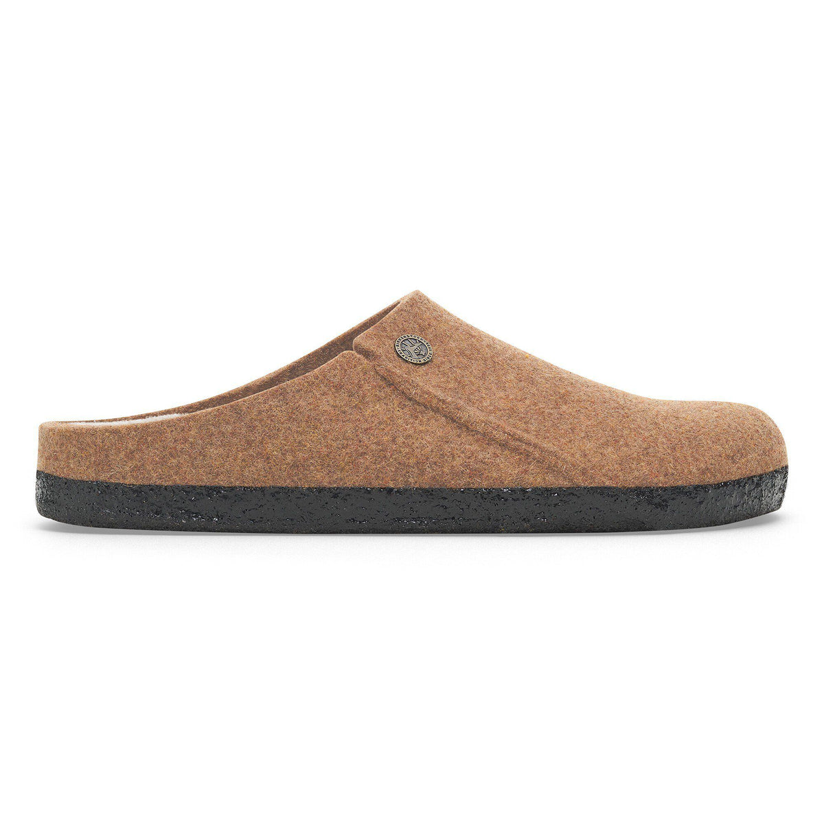 Birkenstock Zermatt clog slipper in felted wool with black EVA sole, lateral view